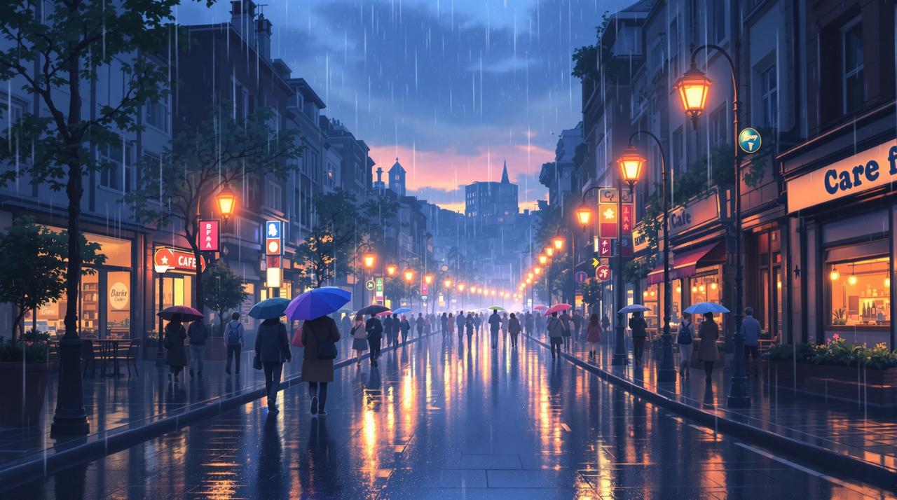 日漫网页板作品 - 城市雨声